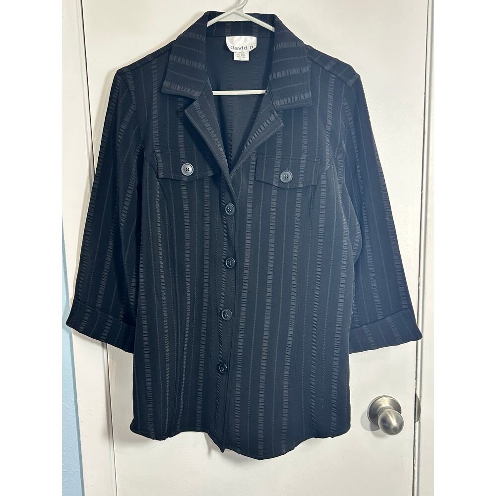Vintage David N Jacket Size 8 Black Textured Striped Whimsygoth Office NWT